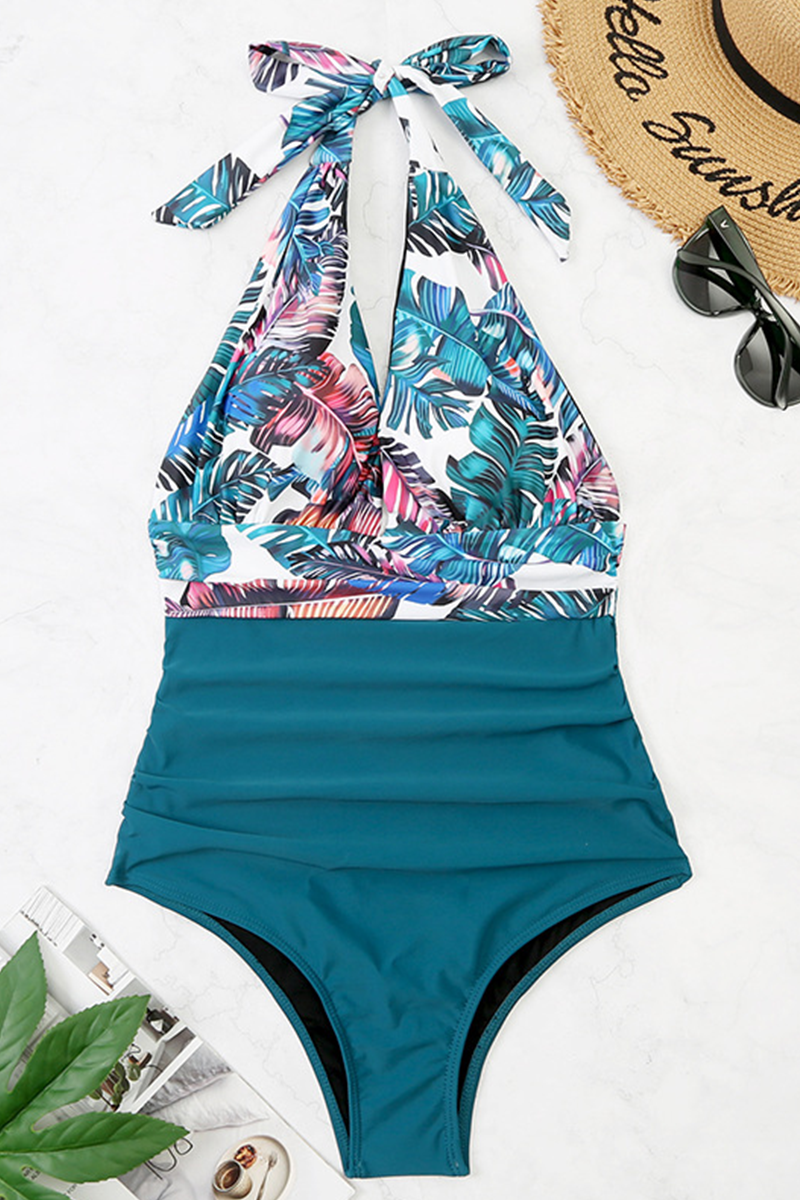 Fashion Vacation Print Patchwork Swimwears