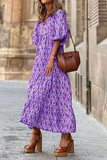 Casual Print Patchwork Straight Dresses