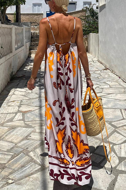 Sexy Vacation Geometric Printing U Neck Printed Dress Dresses