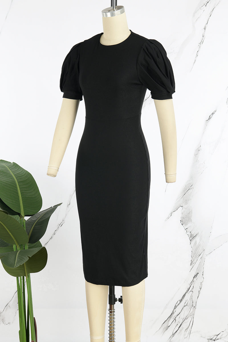 Elegant Solid Patchwork O Neck A Line Dresses