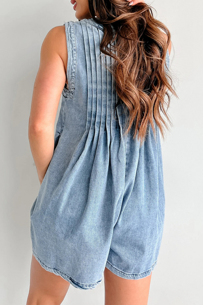 Casual Street Solid Color Pocket Lace Up V Neck Sleeveless Loose Denim Jumpsuits