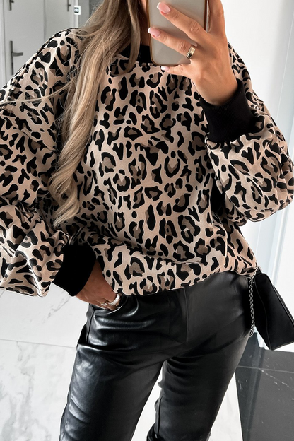 Casual Leopard Print Zebra Print Contrast O Neck Hoodies