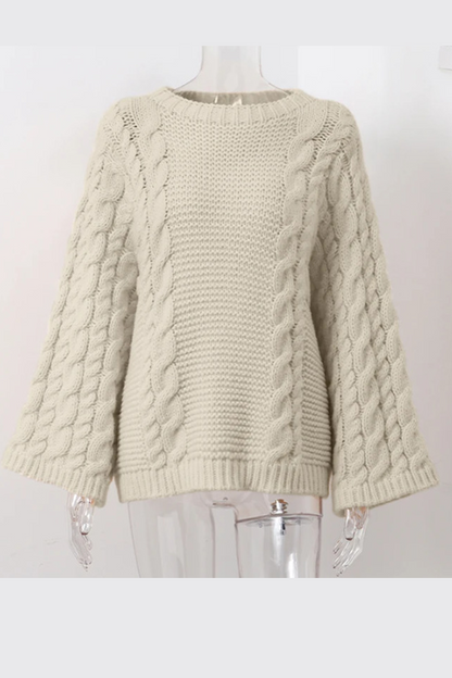 Casual Solid Color Weave O Neck Sweaters(3 Colors)