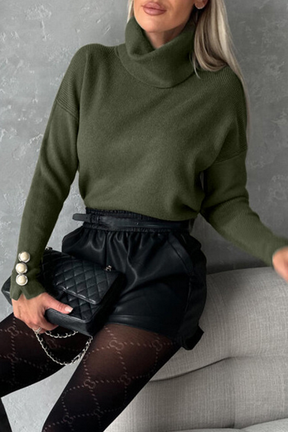 Casual Pearls Decor Weave Turtleneck Sweaters(3 Colors)