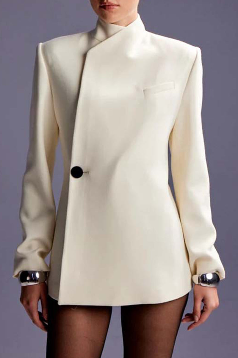 Casual Buttons Turndown Collar Outerwear