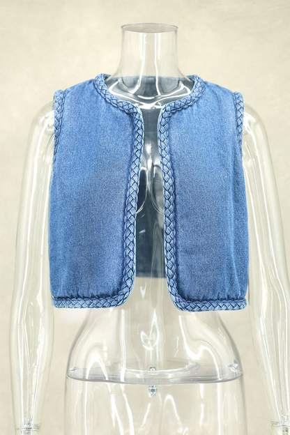 Casual Solid Color Weave O Neck Waistcoats