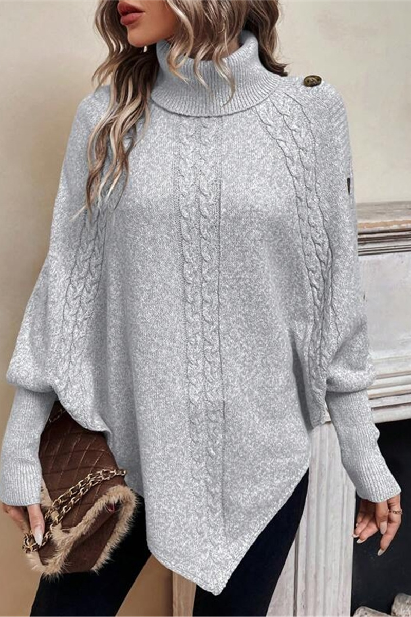 Casual Buttons Weave Turtleneck Sweaters (3 Colors)