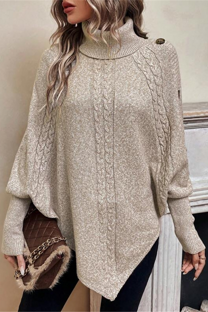 Casual Buttons Weave Turtleneck Sweaters (3 Colors)