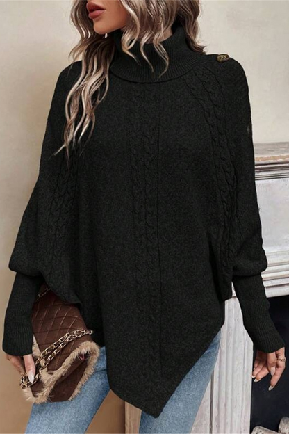 Casual Buttons Weave Turtleneck Sweaters (3 Colors)