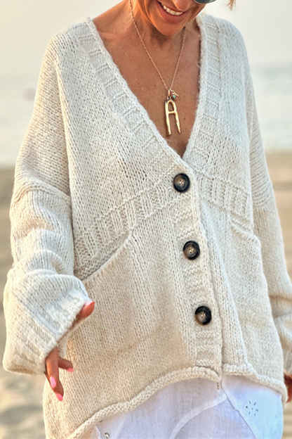 Casual Daily Pocket Buttons V Neck Outerwear