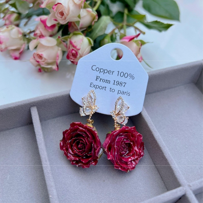 Elegant Real flowers Patchwork Metal Accessories Trim Earrings(Each one is unique)(17 Colors)