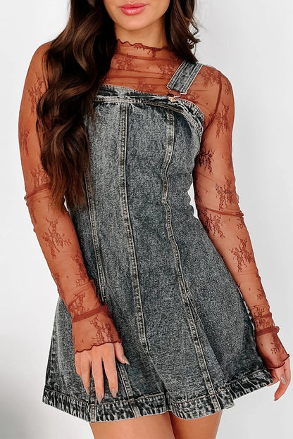 Casual Distressed Buttons Square Neck Sleeveless Loose Denim Dresses(3 Colors)