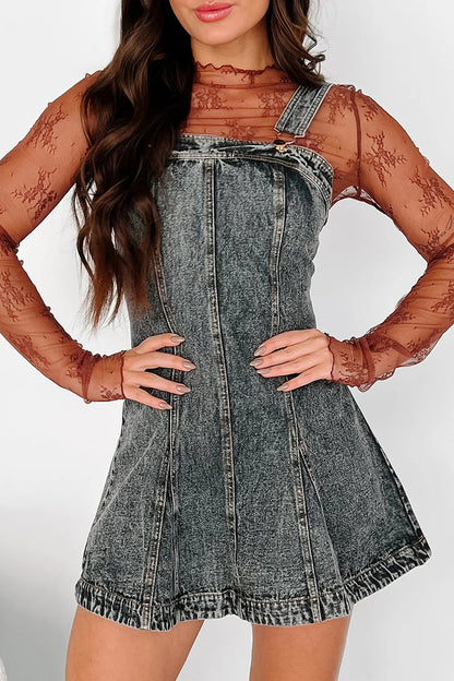 Casual Distressed Buttons Square Neck Sleeveless Loose Denim Dresses(3 Colors)