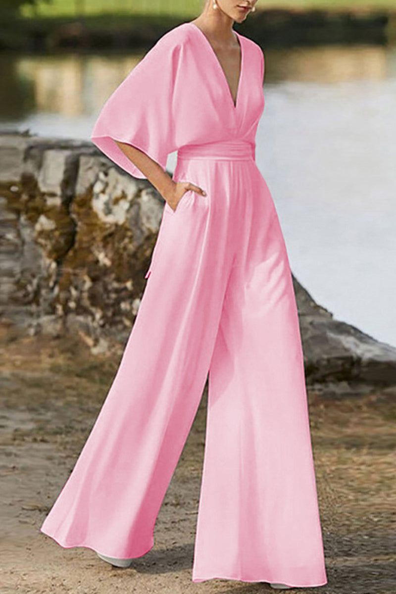 Elegant Solid V Neck Boot Cut Jumpsuits(7 Colors)